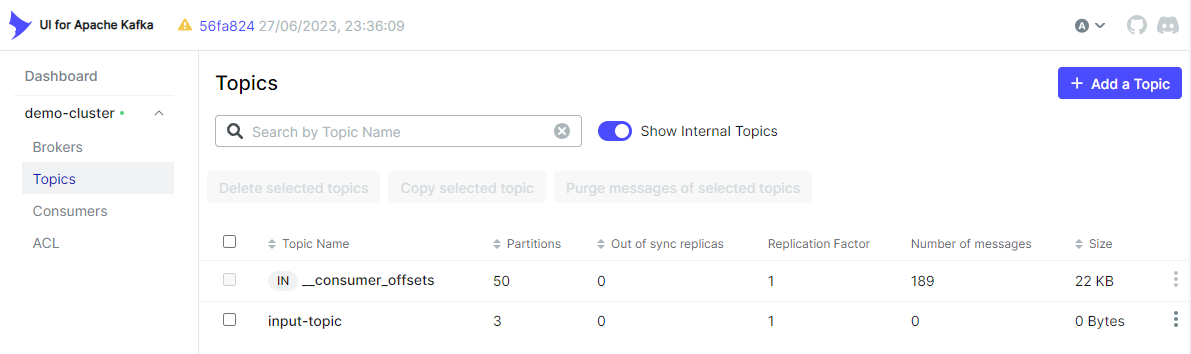 Kafka Input Topic